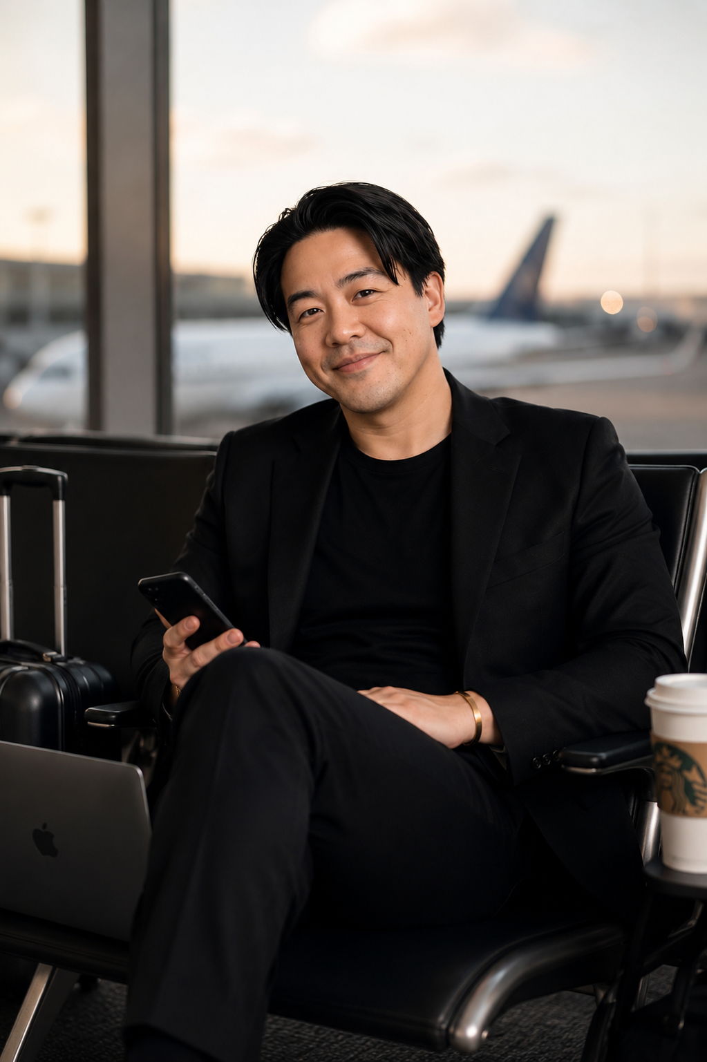 Jon Taw at the airport — mortgage broker on the move
